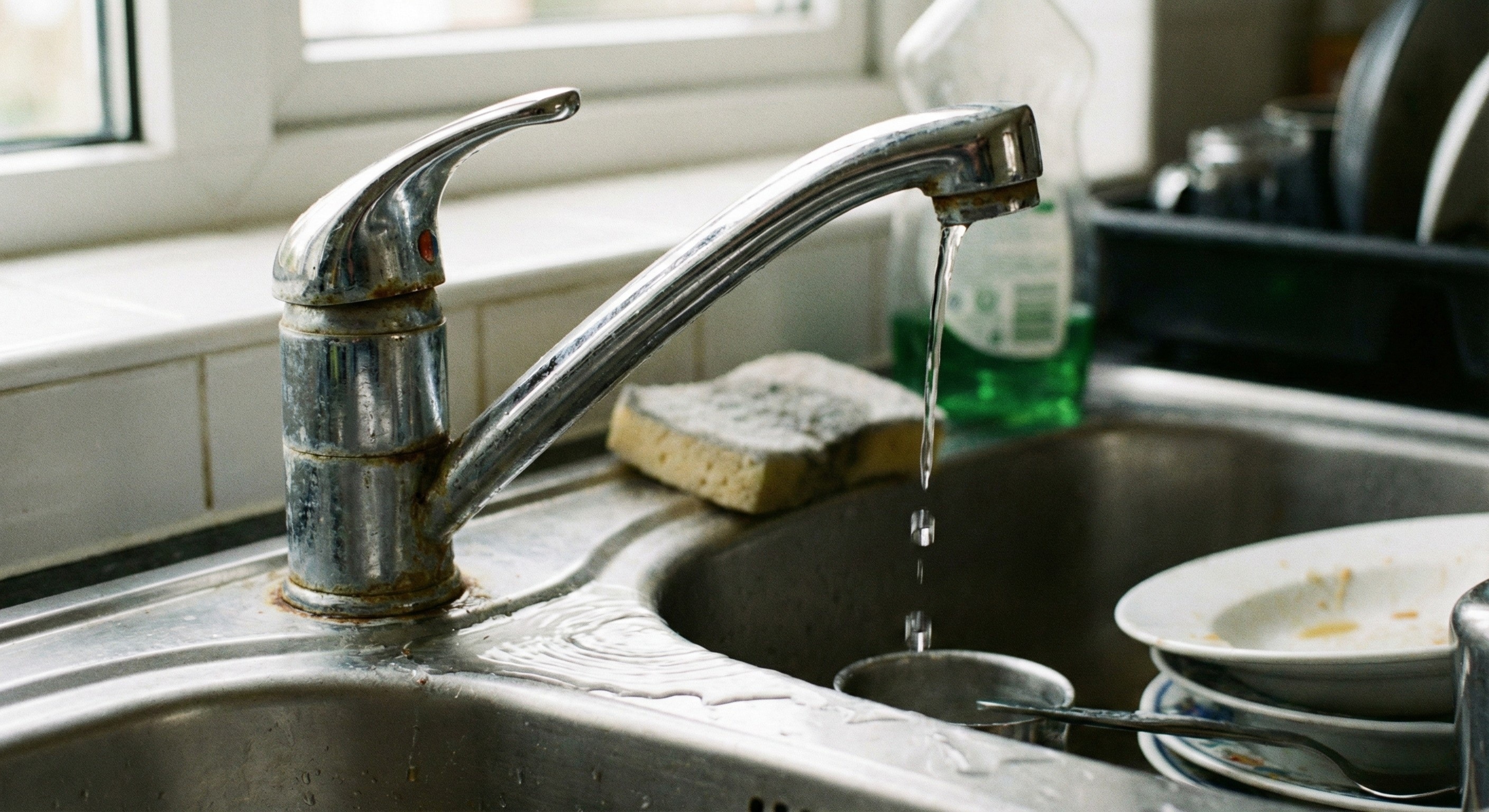 施工前→蛇口水漏れ状態