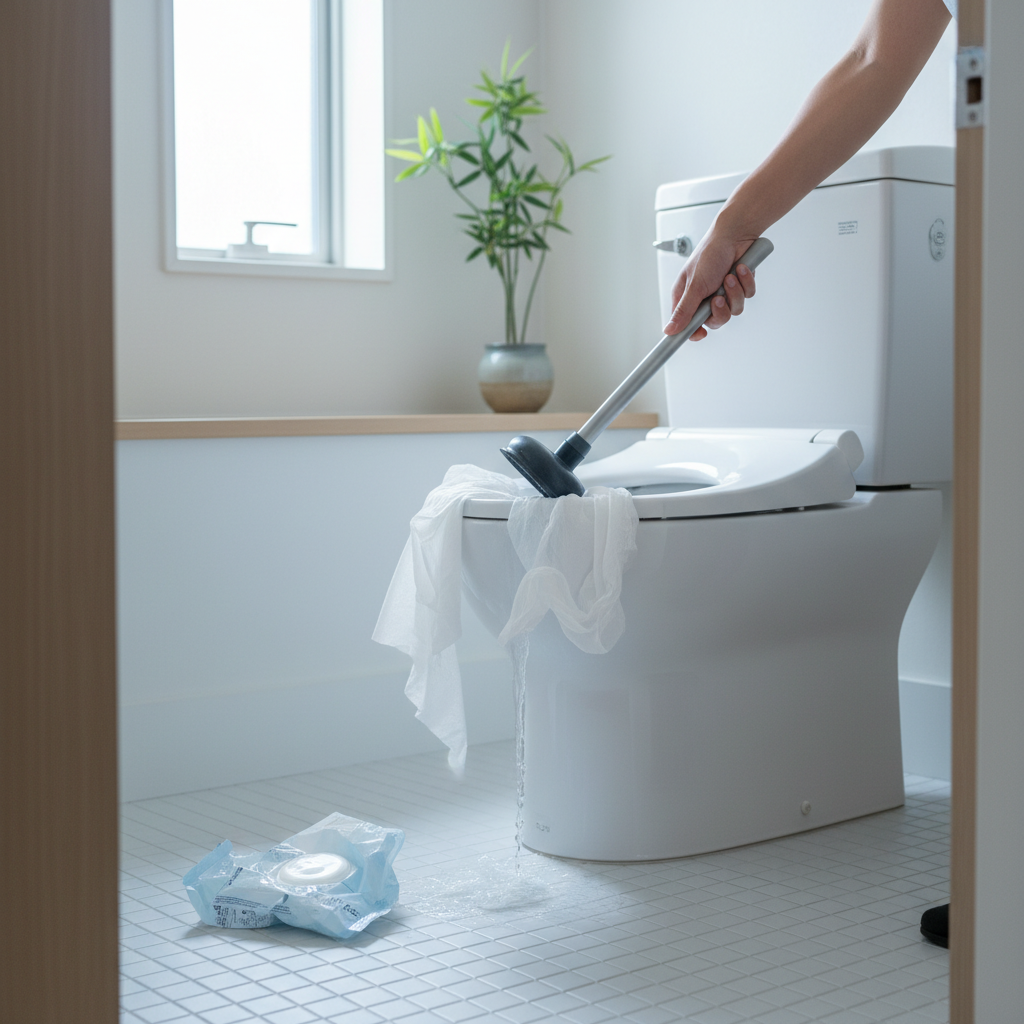 トイレ詰まり ウェットティッシュに関する画像