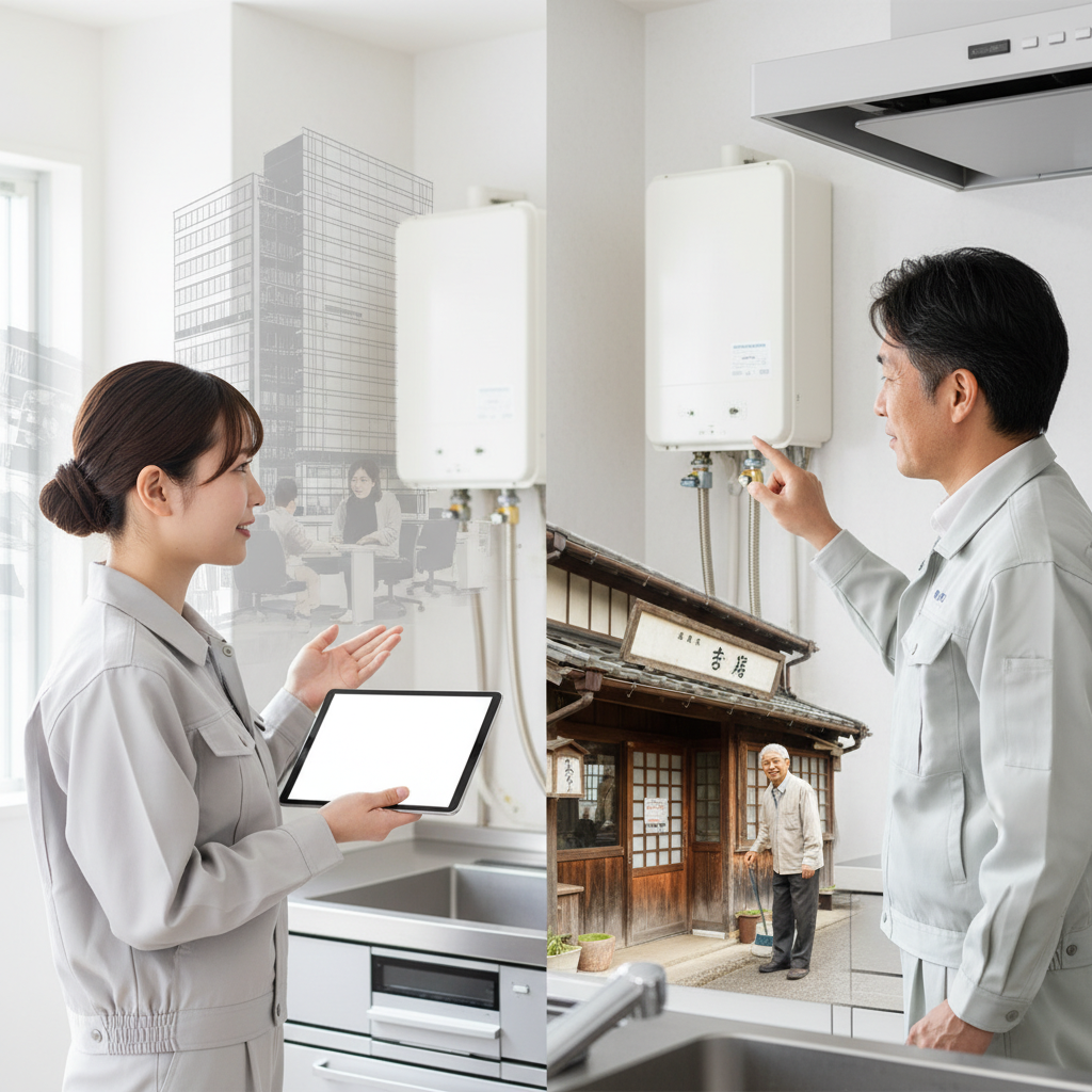 給湯器の交換はどこで頼めばいいですか？大手と地元の違いに関する画像