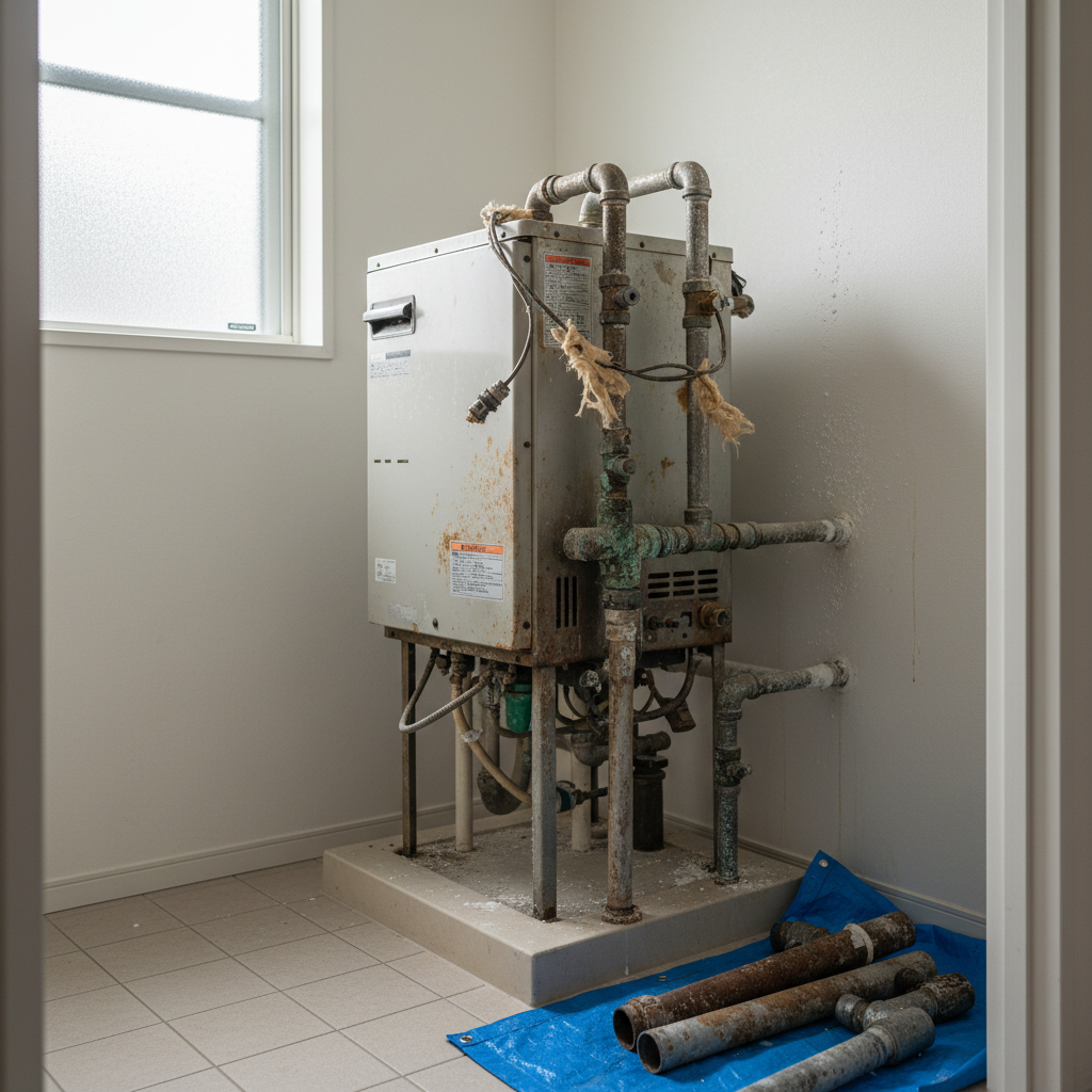 設置から10年以上経過したボイラーのリスクに関する画像