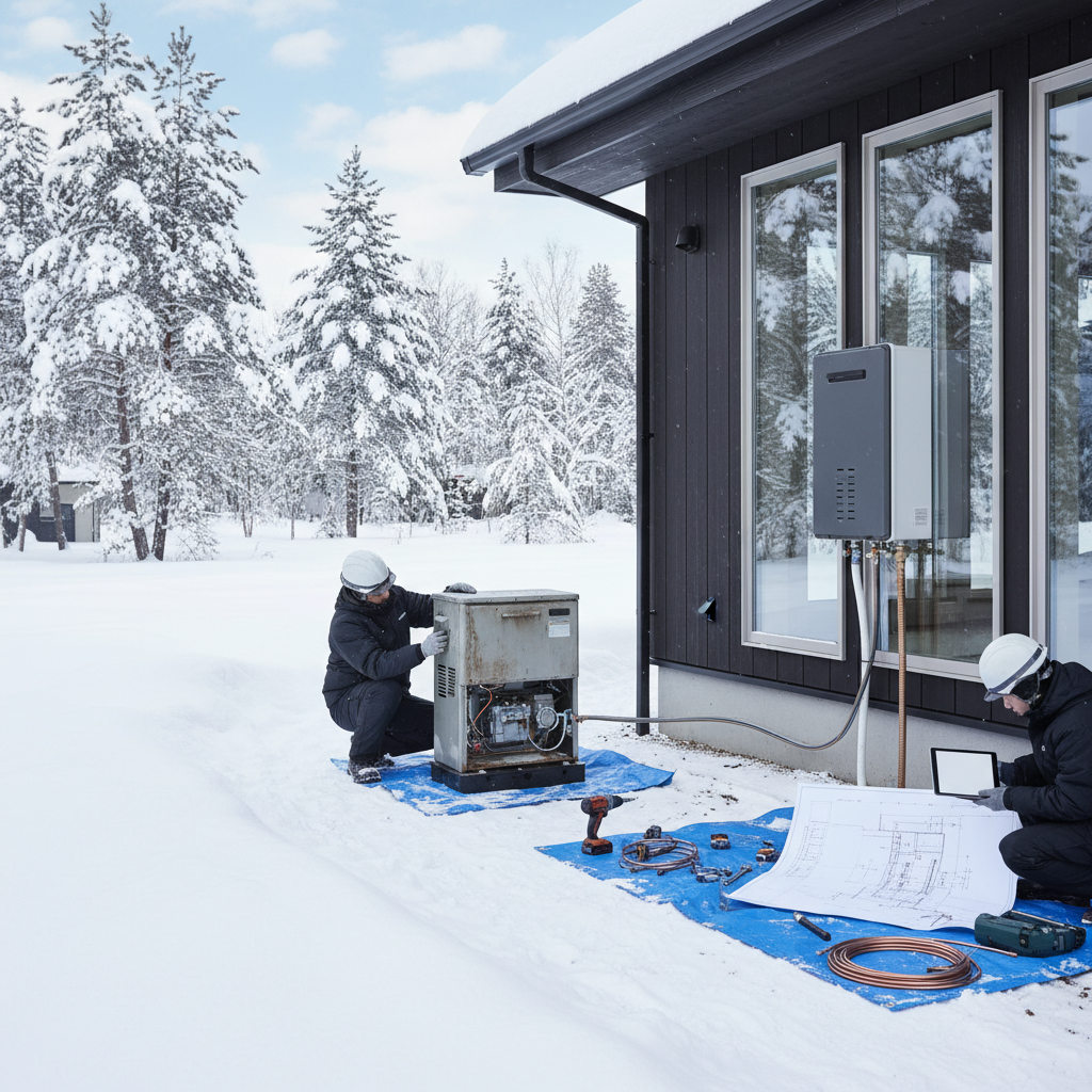 北海道仕様の給湯器価格と工事費の内訳に関する画像