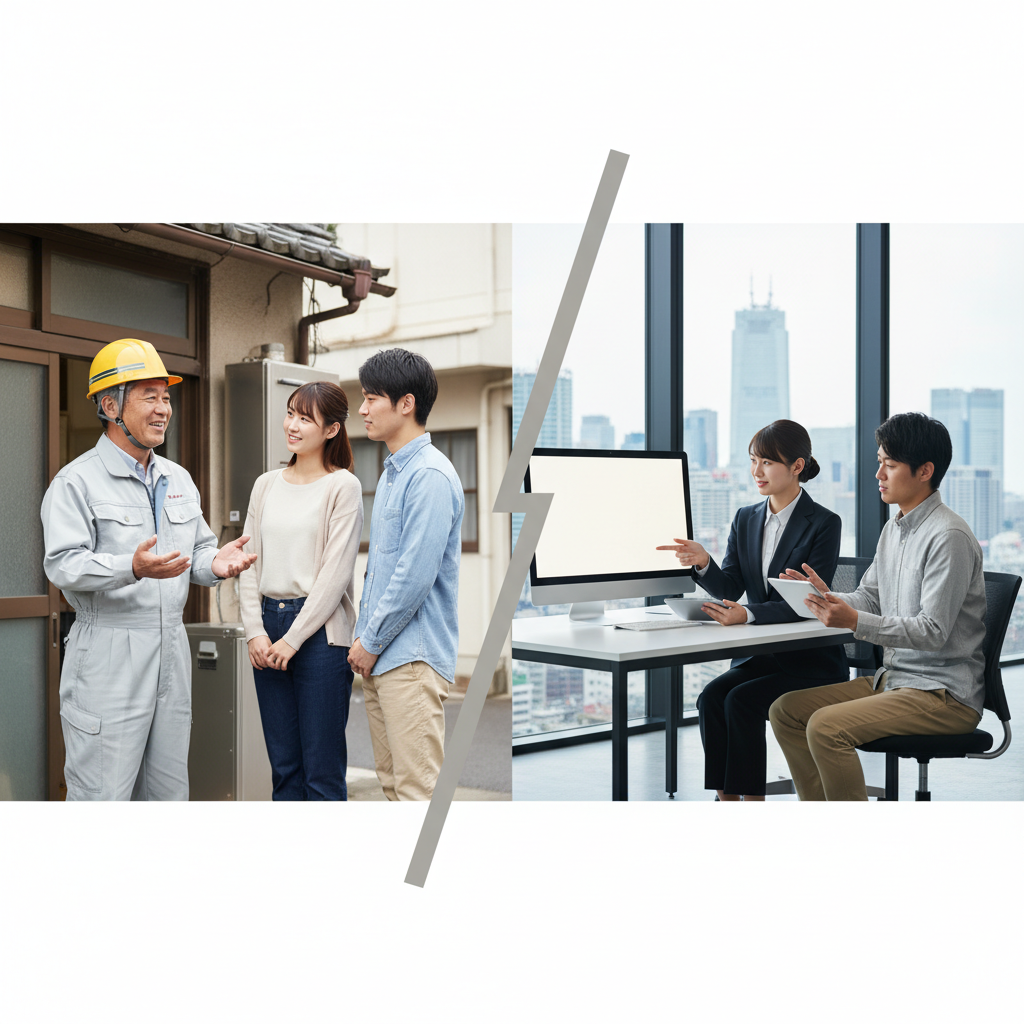 地元の設備業者と大手ネット業者の違いに関する画像