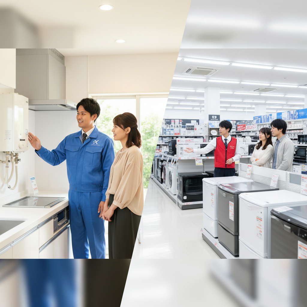 給湯器の交換はどこに頼めばいいですか？専門店と量販店の比較に関する画像