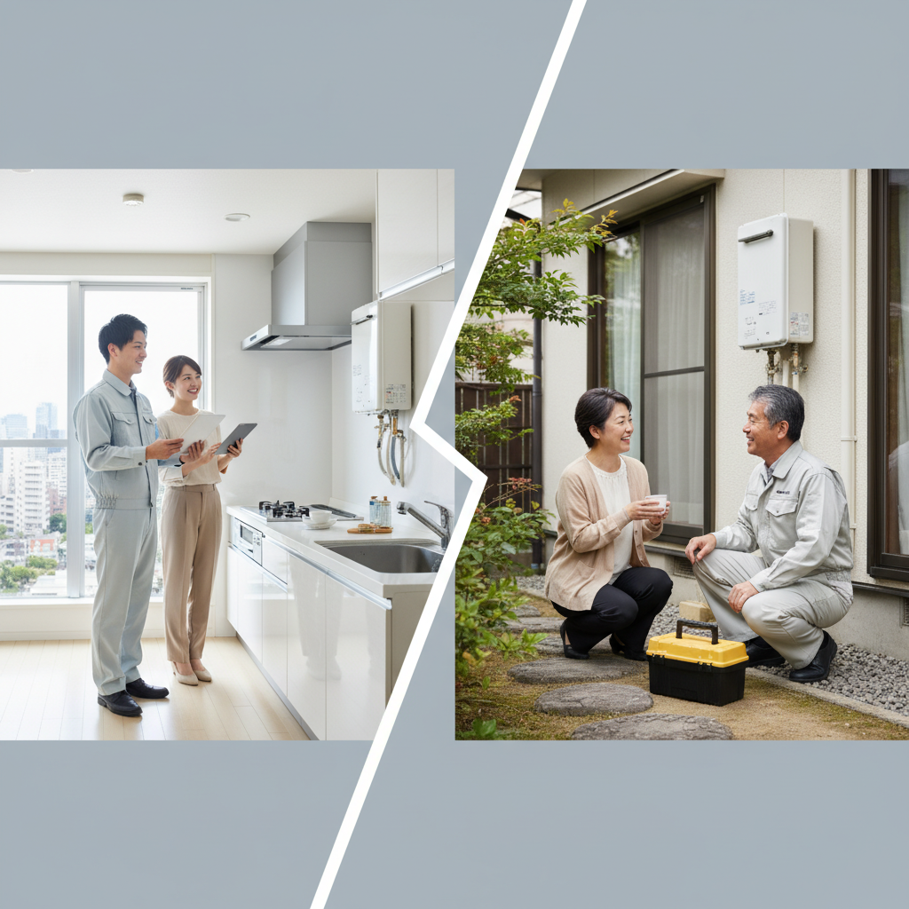 給湯器の交換はどこに頼めばいいですか？大手と地元の違いに関する画像