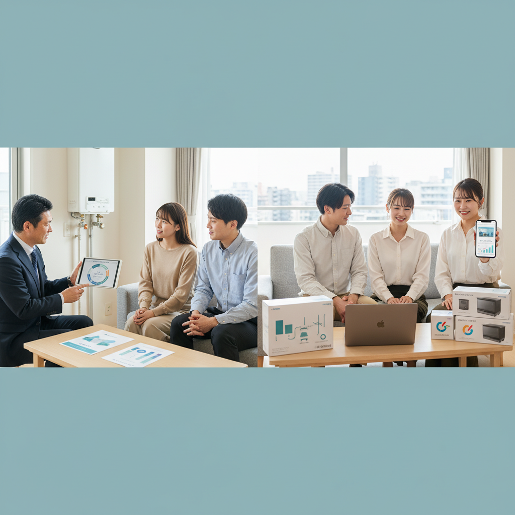 ガス会社とネット通販系業者の特徴に関する画像