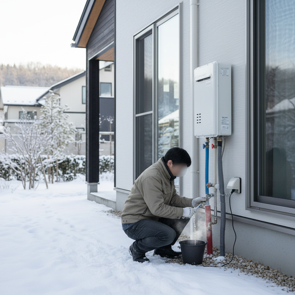 給湯器の凍結を防ぐ水抜きの正しい手順に関する画像