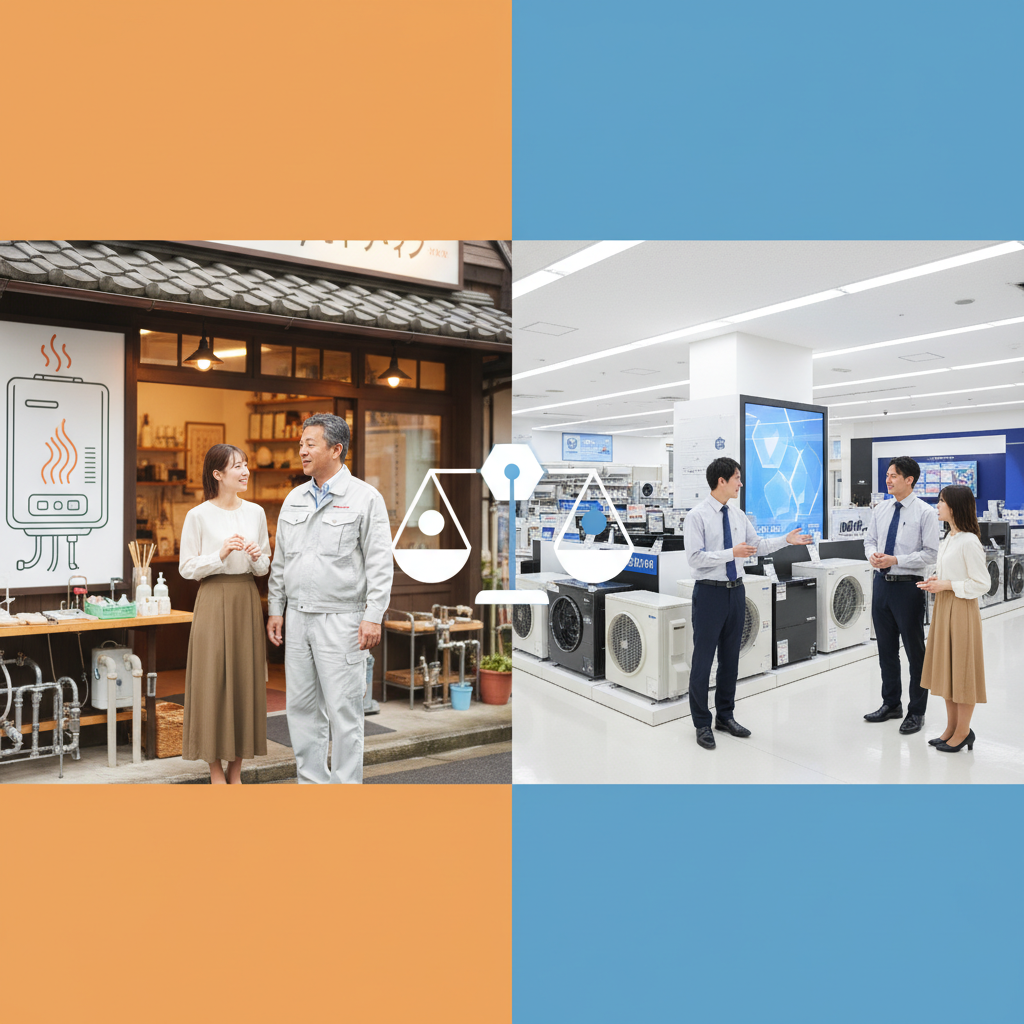 地元業者と大手家電量販店のメリット・デメリットに関する画像