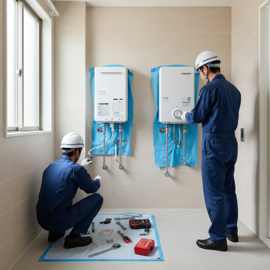 ガス給湯器 取り付け工事の流れと所要時間に関する画像