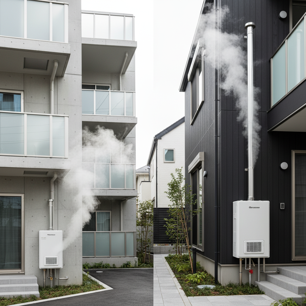 給湯器の排気の種類と設置場所による違いに関する画像