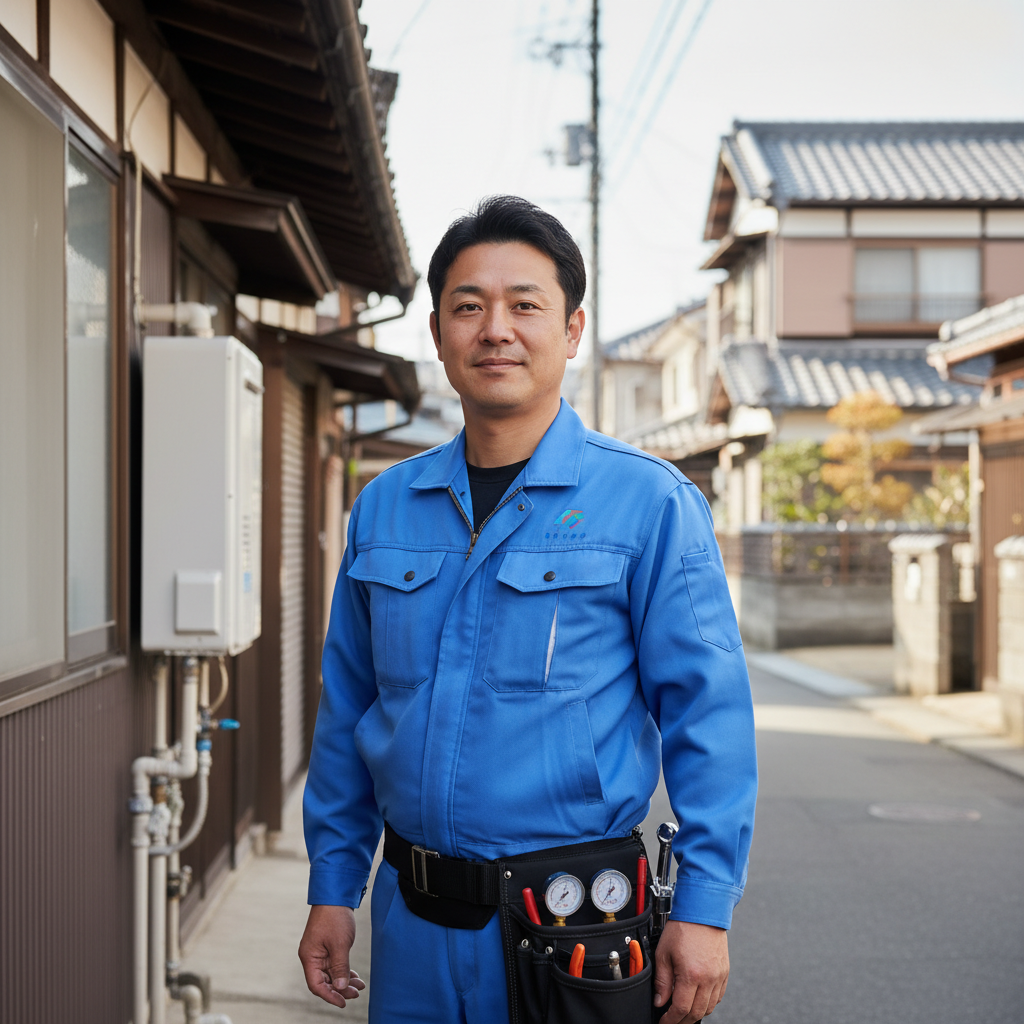 角田の給湯器・ボイラー専門の職人