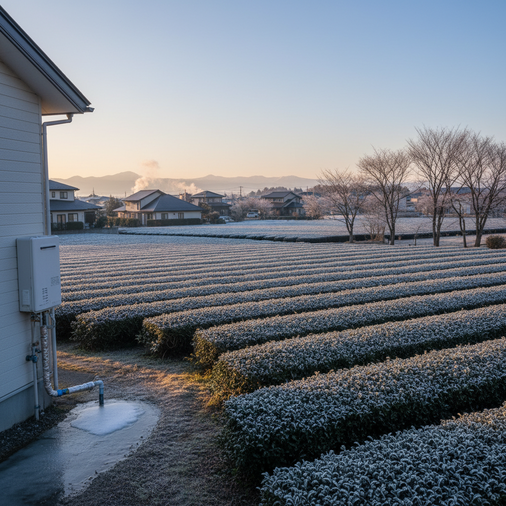 茶畑広がる入間市特有の冬の寒さと凍結対策に関する画像