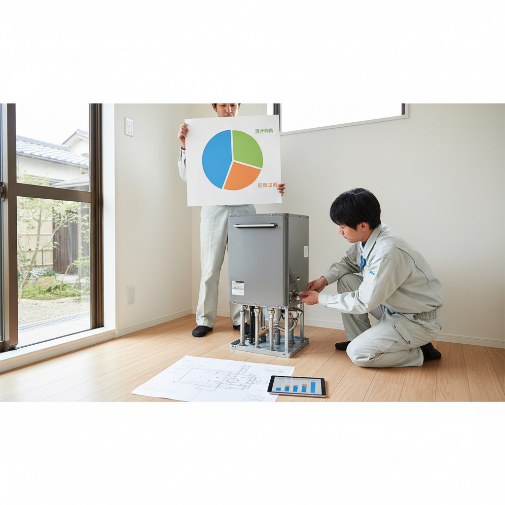 給湯器本体価格と工事費込みの総額目安に関する画像