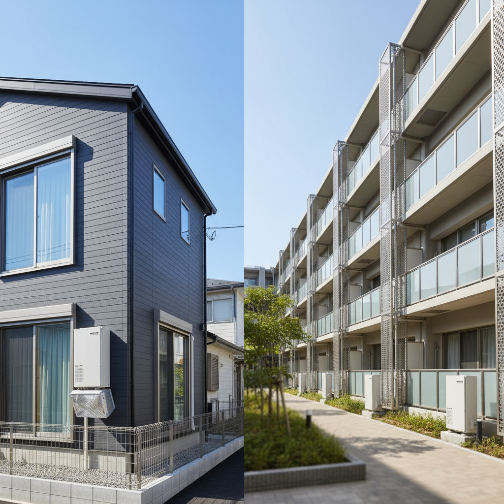 集合住宅や戸建てにおける設置基準の違いに関する画像