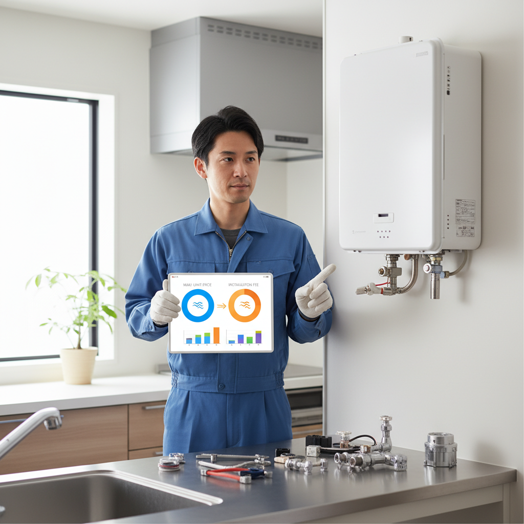給湯器本体の価格と工事費の内訳に関する画像