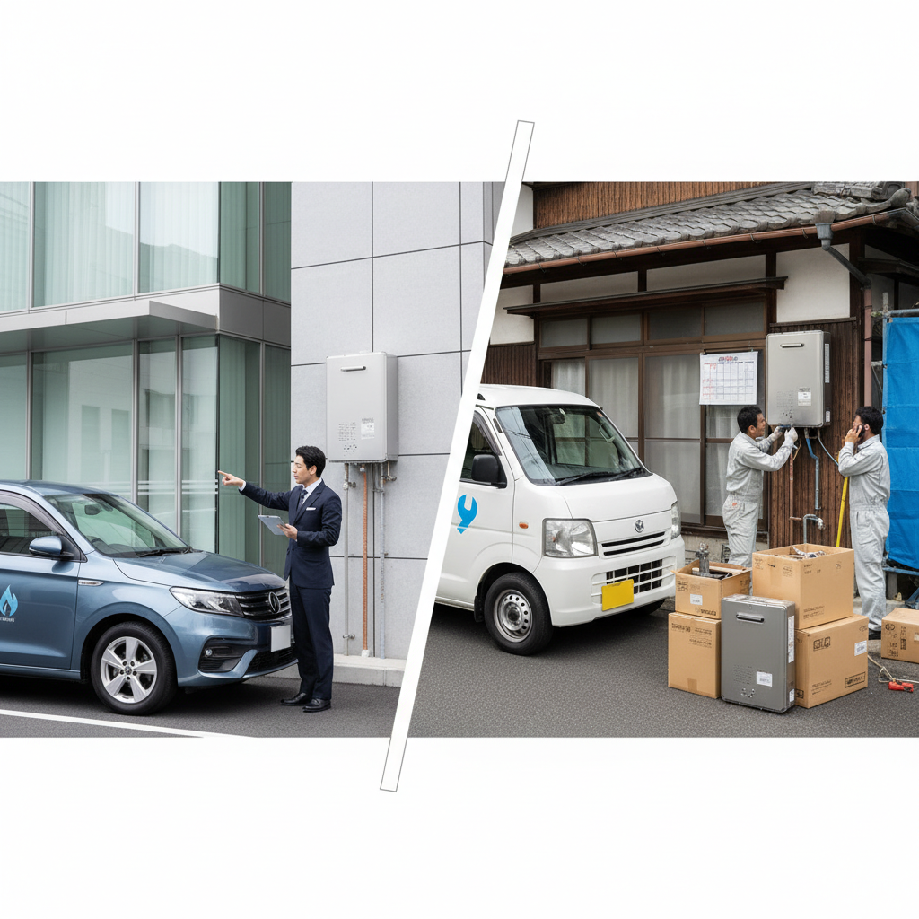 給湯器交換専門業者とガス会社の違いに関する画像