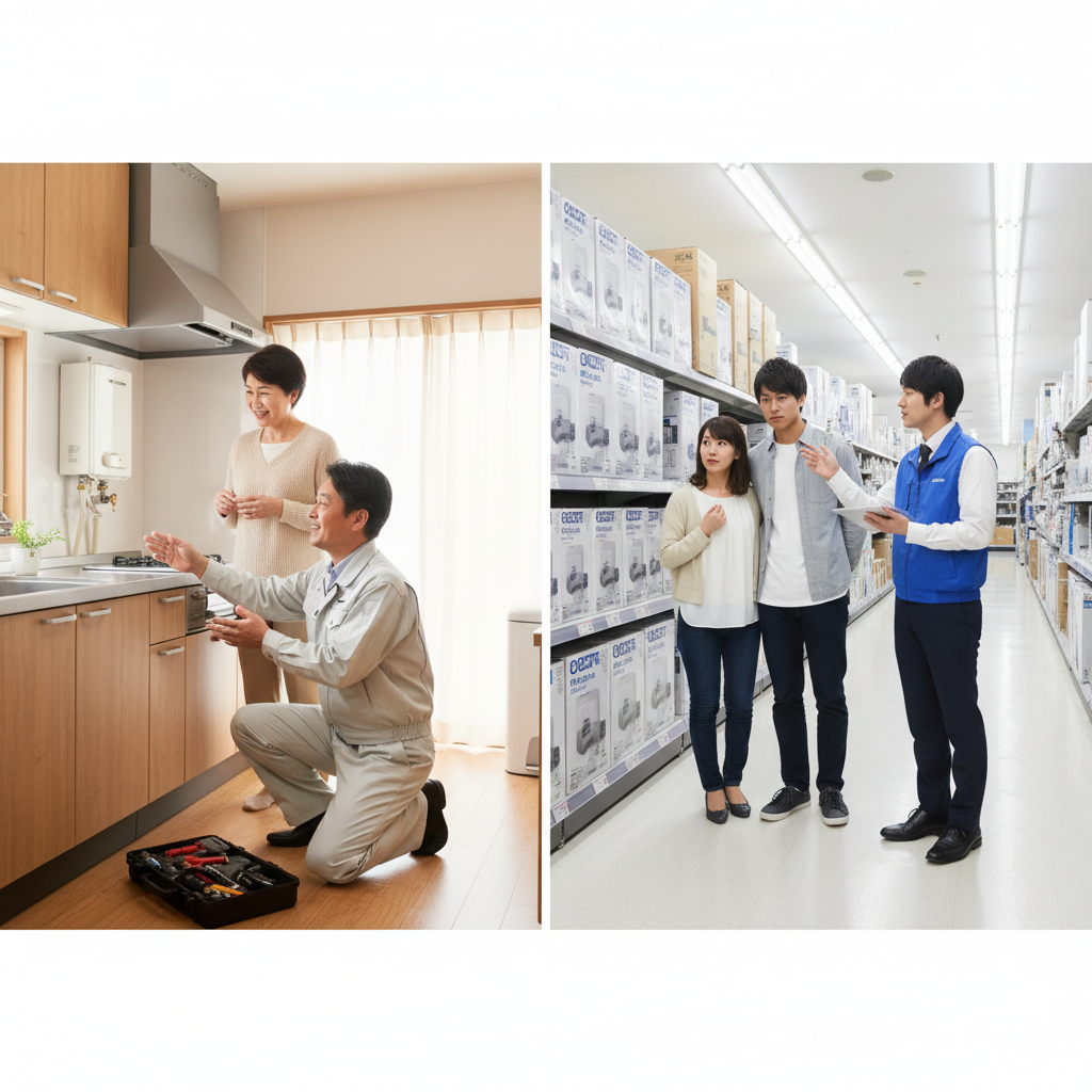 地元の専門業者と大手量販店の違いに関する画像