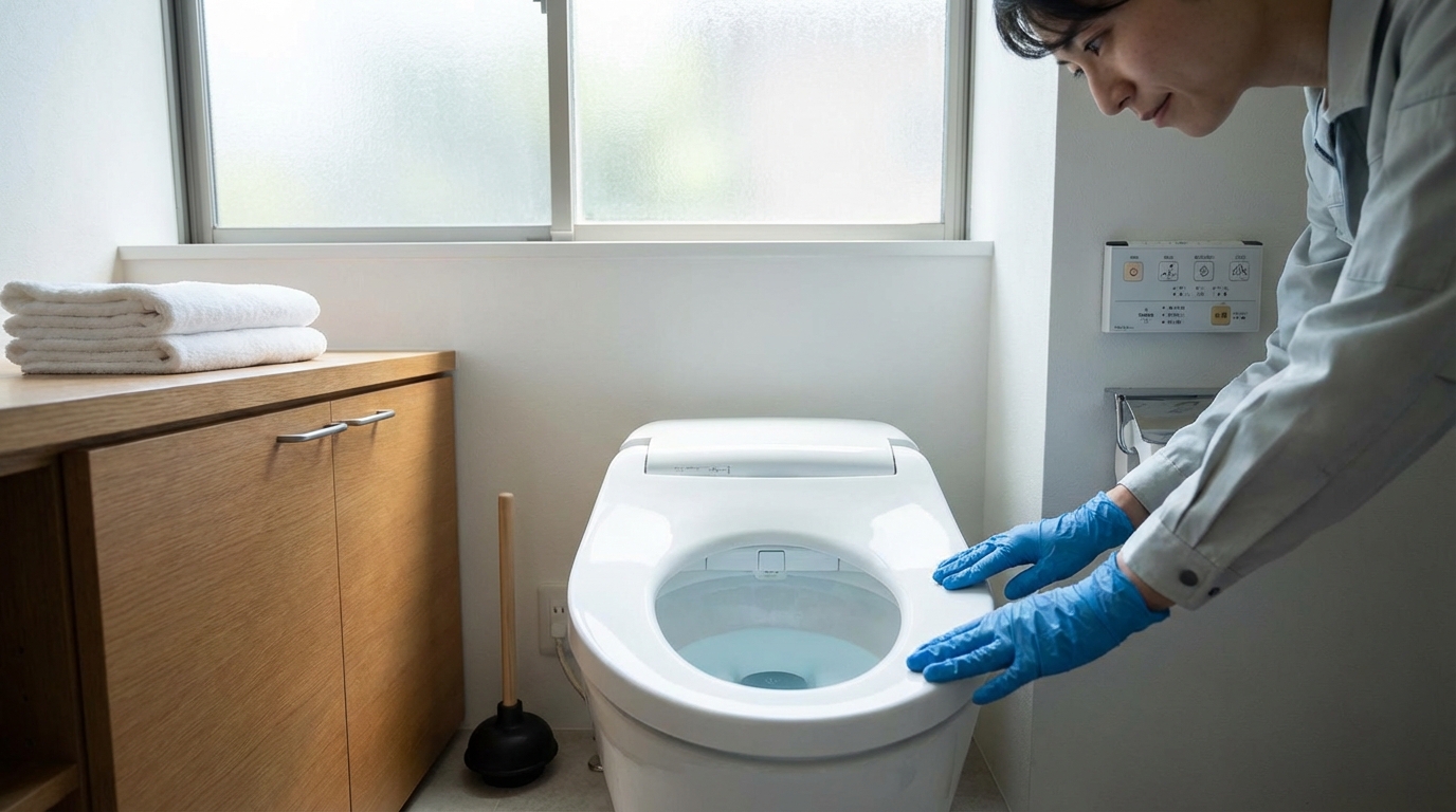 トイレつまりが起きたらまず何を確認すべきですか？に関する画像