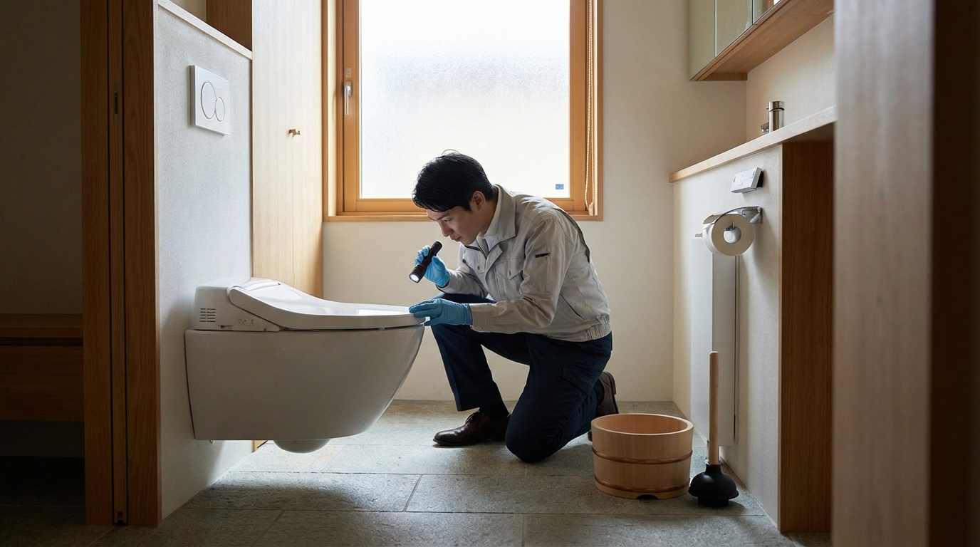 トイレつまりが起きたらまず何を確認すべきですか？に関する画像