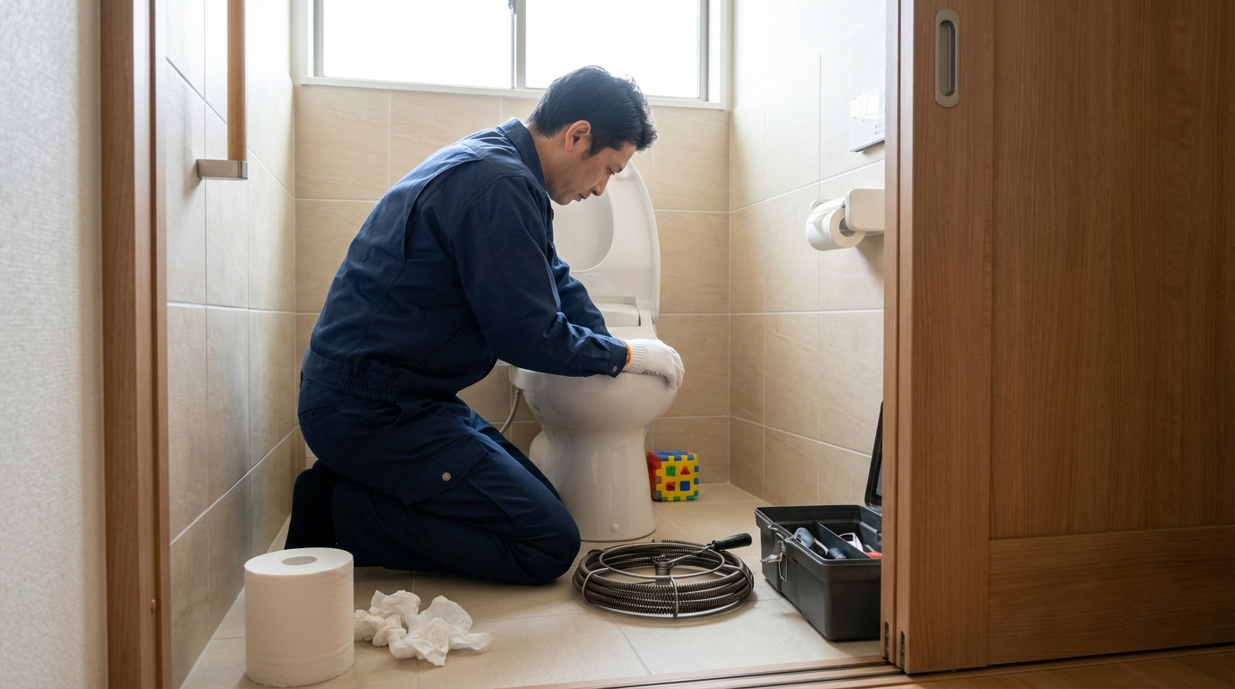 水戸市で最も多いトイレつまり修理のご相談内容に関する画像