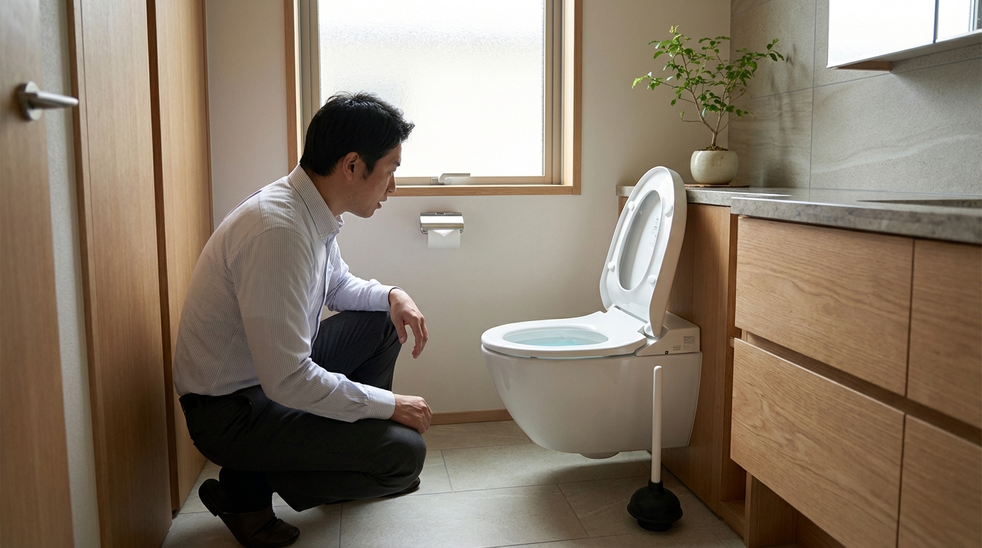 トイレつまりが起きたらまず何を確認すべきですか？に関する画像