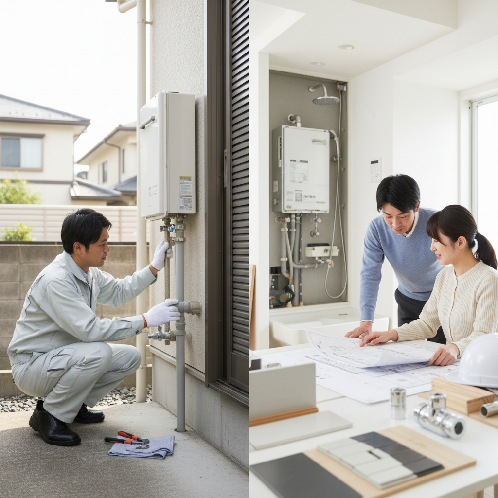 給湯器交換専門業者と東京の一般リフォーム店に関する画像