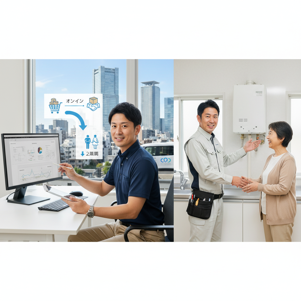 「スマイル給湯器」などネット系業者と地元業者の違いに関する画像